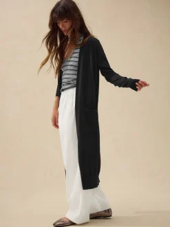 Black Soft Touch Cotton Rich Longline Cardigan