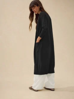 Black Soft Touch Cotton Rich Longline Cardigan