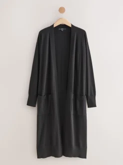 Black Soft Touch Cotton Rich Longline Cardigan