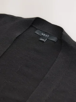 Black Soft Touch Cotton Rich Longline Cardigan