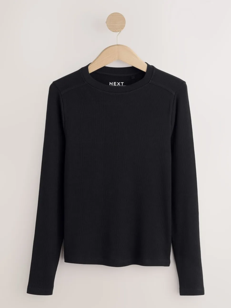 Black Soft Touch Lightweight Ribbed Long Sleeve T-Shirt with TENCEL™ Lyocell