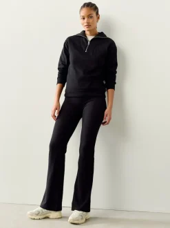 Black Soft Touch Rib Ruched Flare Leggings