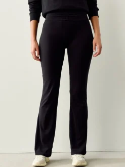 Black Soft Touch Rib Ruched Flare Leggings