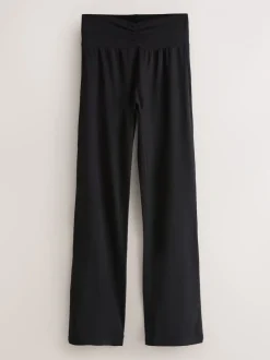 Black Soft Touch Rib Ruched Flare Leggings