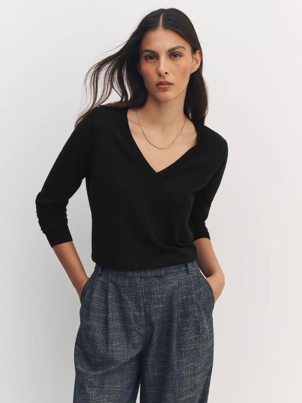 Black Soft Touch V-Neck Cotton Rich Jumpers 2 Pack