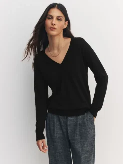Black Soft Touch V-Neck Cotton Rich Jumpers 2 Pack