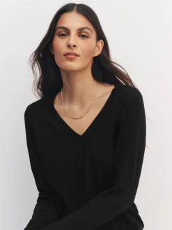 Black Soft Touch V-Neck Cotton Rich Jumpers 2 Pack