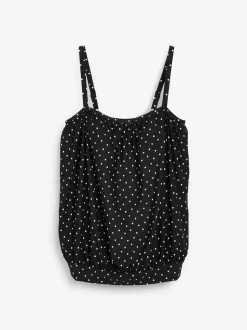 Black Spot Blouson Tankini Top