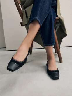 Black Square Toe Ballerina Shoes