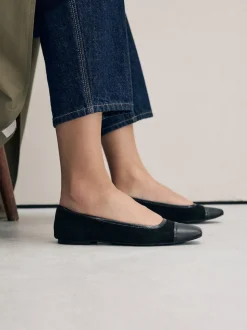 Black Square Toe Ballerina Shoes