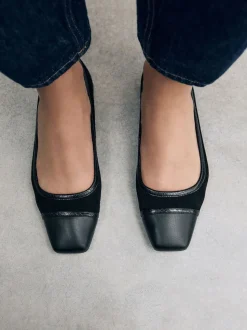 Black Square Toe Ballerina Shoes