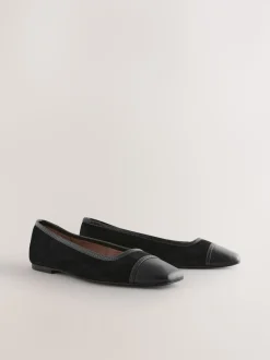 Black Square Toe Ballerina Shoes