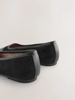 Black Square Toe Ballerina Shoes