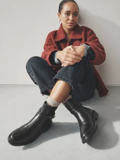 Black Standard/Wide Fit Buckled Chelsea Boots