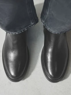 Black Standard/Wide Fit Buckled Chelsea Boots