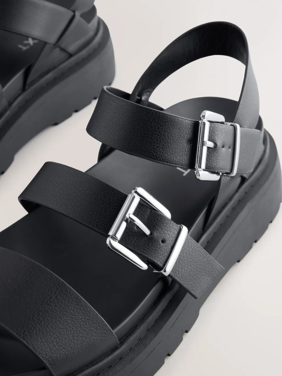 Black Standard/Wide Fit Chunky Buckled Sandals