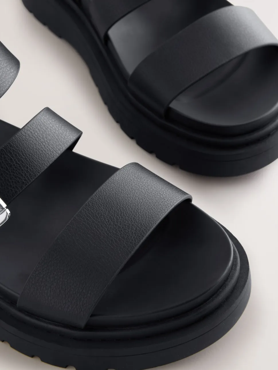 Black Standard/Wide Fit Chunky Buckled Sandals