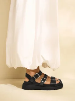 Black Standard/Wide Fit Chunky Buckled Sandals