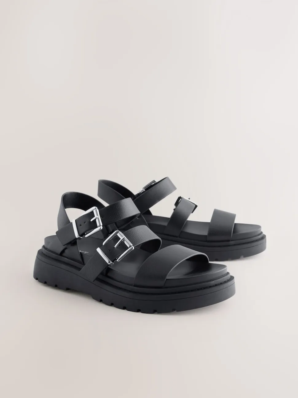 Black Standard/Wide Fit Chunky Buckled Sandals