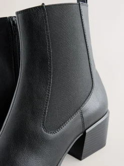 Black Standard/Wide Fit Chelsea Style Western Cowboy Boots