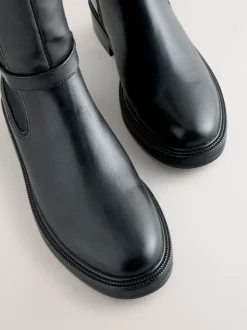 Black Standard/Wide Fit Forever Comfort® Buckle Detail Riding Boots