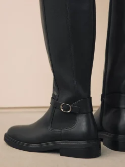 Black Standard/Wide Fit Forever Comfort® Buckle Detail Riding Boots