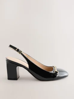 Black Standard/Wide Fit Hardware Slingback Block Heels