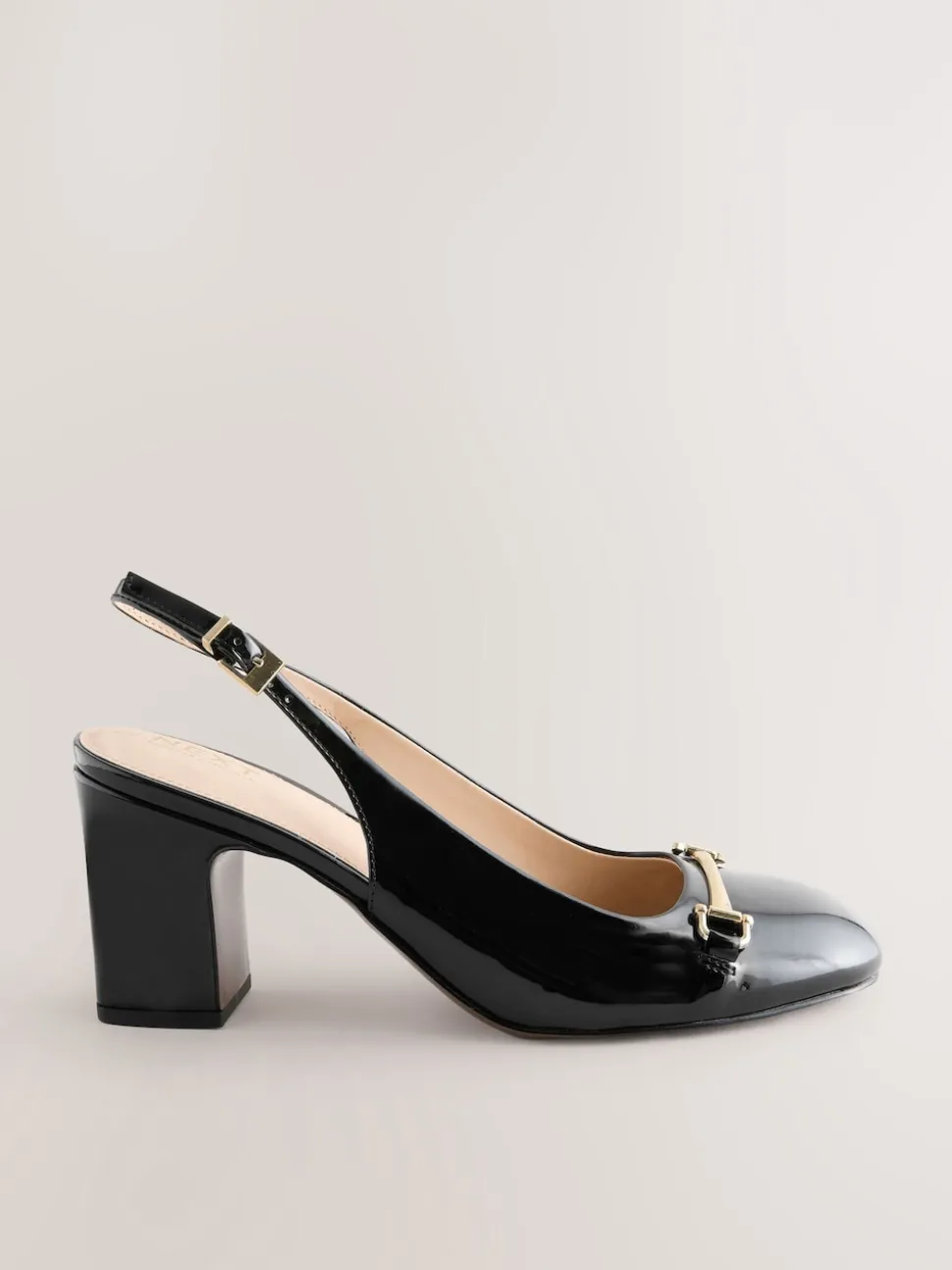Black Standard/Wide Fit Hardware Slingback Block Heels