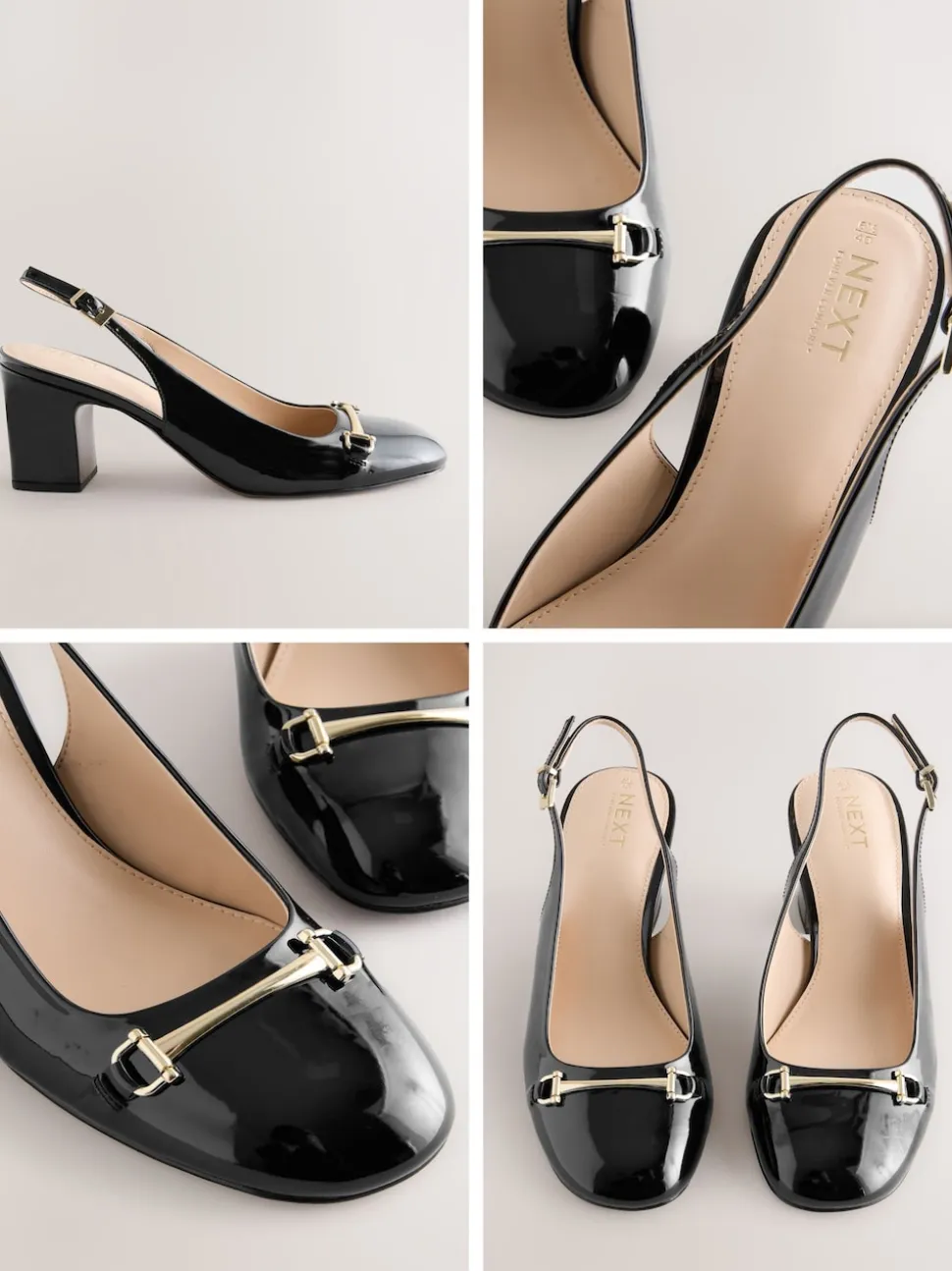 Black Standard/Wide Fit Hardware Slingback Block Heels