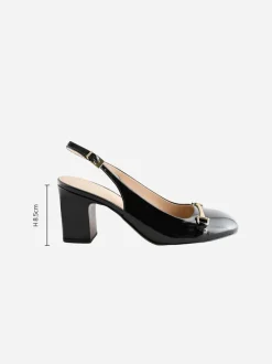 Black Standard/Wide Fit Hardware Slingback Block Heels