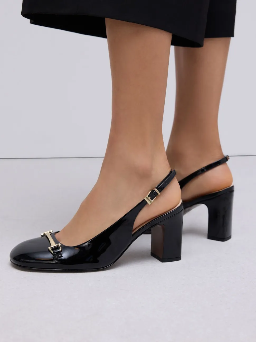 Black Standard/Wide Fit Hardware Slingback Block Heels