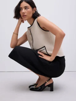 Black Standard/Wide Fit Hardware Slingback Block Heels