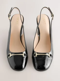 Black Standard/Wide Fit Hardware Slingback Block Heels