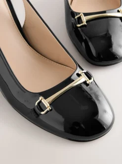 Black Standard/Wide Fit Hardware Slingback Block Heels
