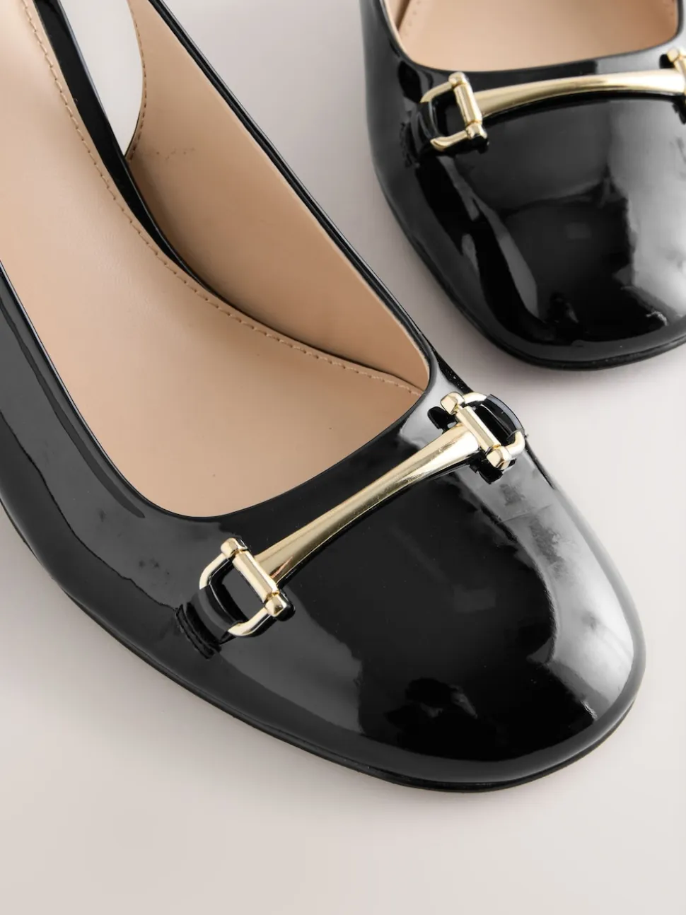 Black Standard/Wide Fit Hardware Slingback Block Heels