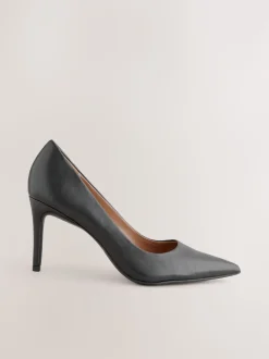 Black Standard/Wide Fit Leather Mid Court Shoes