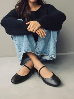 Black Standard/Wide Fit Round Toe Mary Jane Shoes
