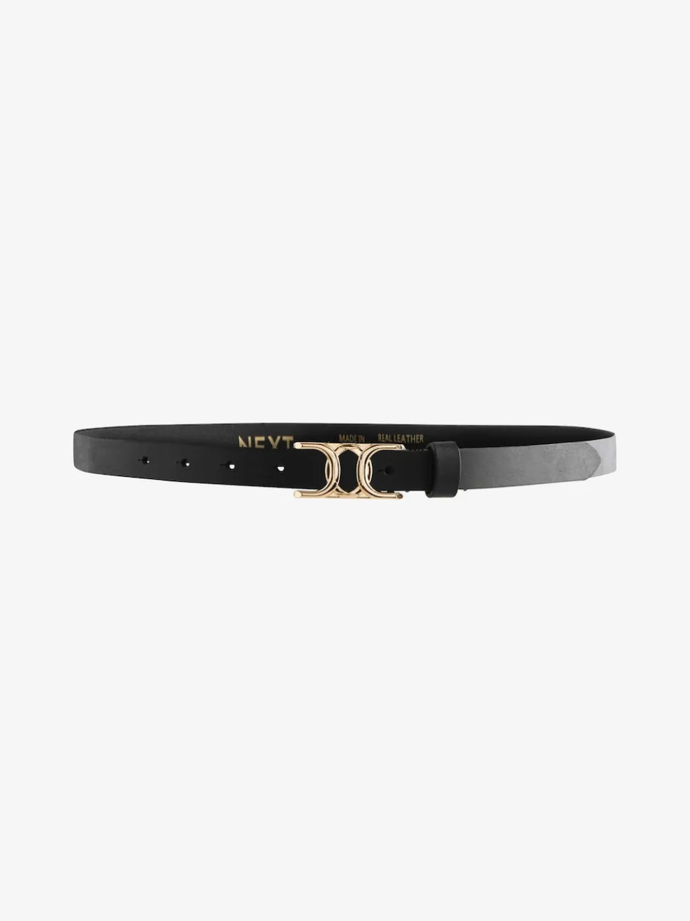 Black Statement Buckle Skinny Leather Belt