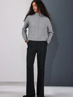 Black Striped Flared Trousers
