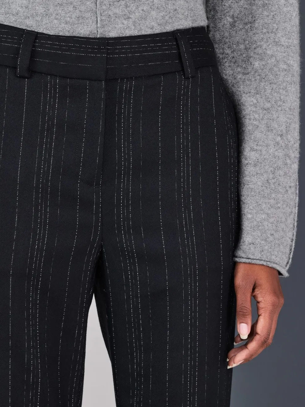 Black Striped Flared Trousers