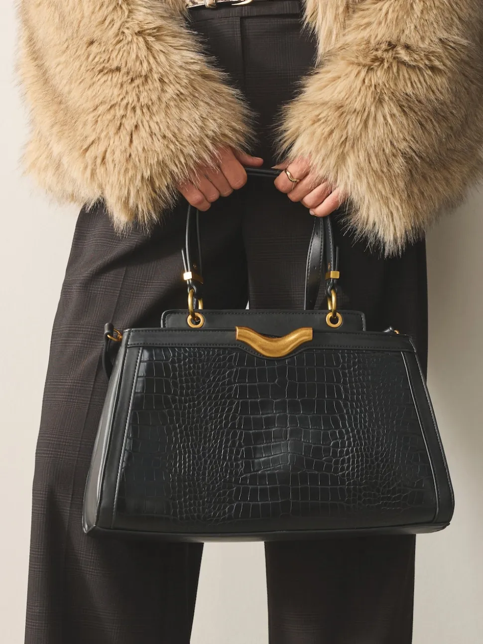 Black Structured Tote Bag