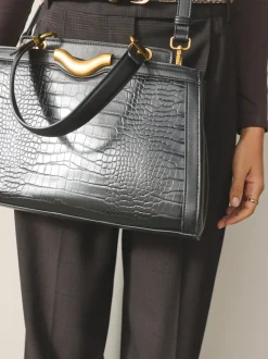 Black Structured Tote Bag