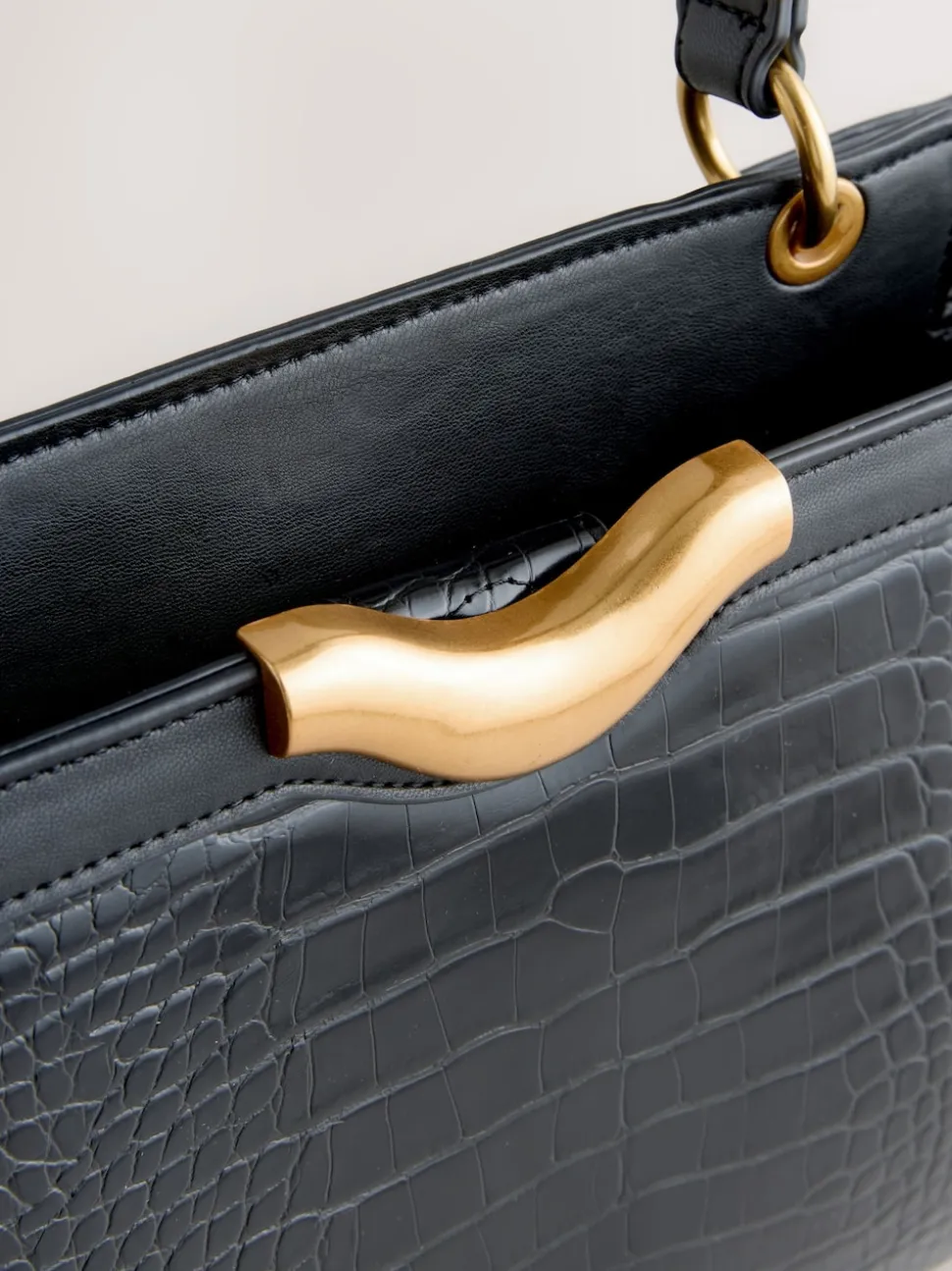 Black Structured Tote Bag