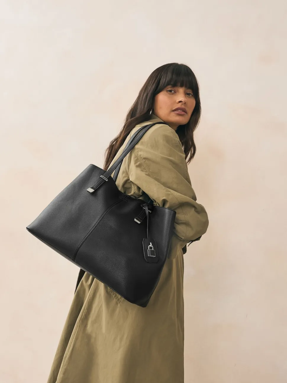Black Structured Tote Bag