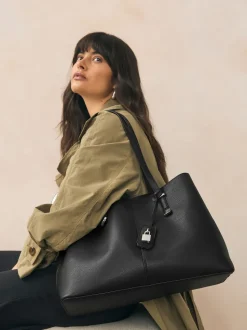 Black Structured Tote Bag