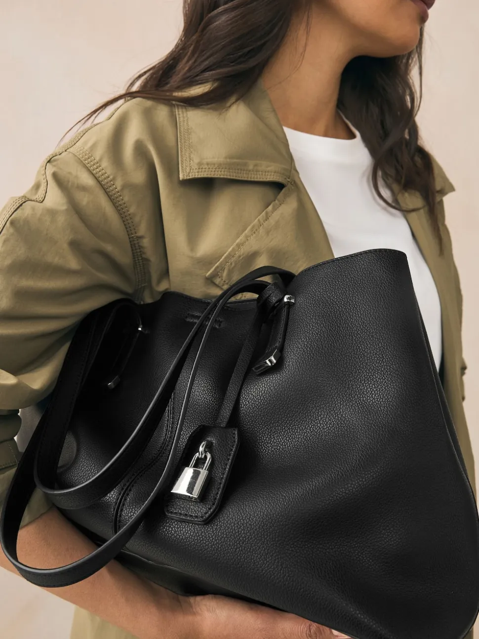 Black Structured Tote Bag