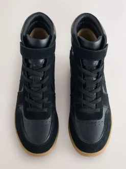 Black Suede Forever Comfort® Lace Up Wedge Trainers