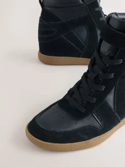 Black Suede Forever Comfort® Lace Up Wedge Trainers