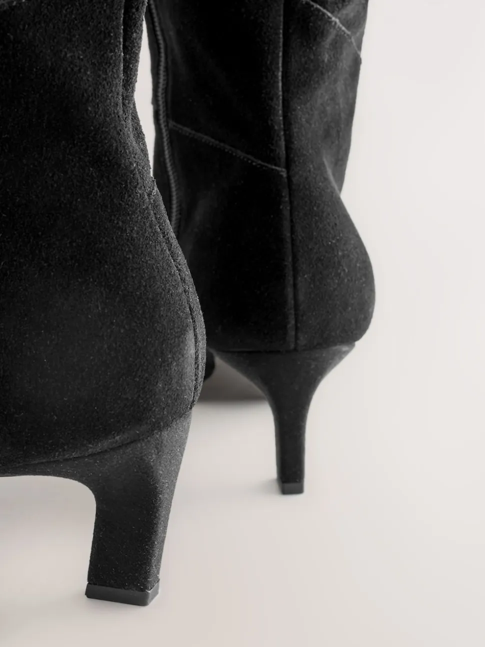 Black Suede Forever Comfort® Knee High Chisel Toe Heeled Boots