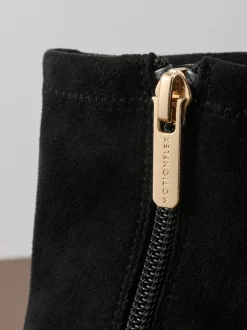 Black Suede Motionflex Block Heeled Sock Boots